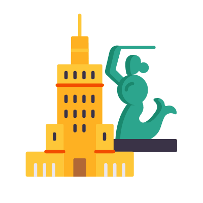 Warsaw, Animated Icon, Flat