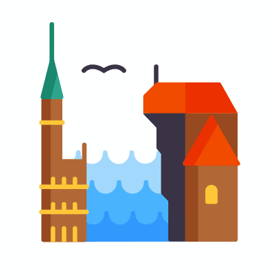 Gdańsk, Animated Icon, Flat