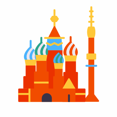 Moscow, Animated Icon, Flat