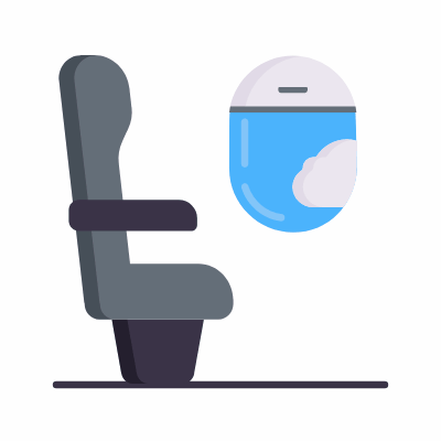 Flight seat, Animated Icon, Flat