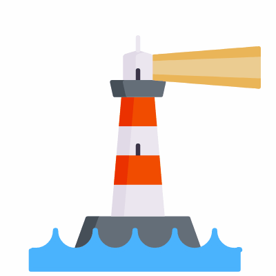 Lighthouse, Animated Icon, Flat