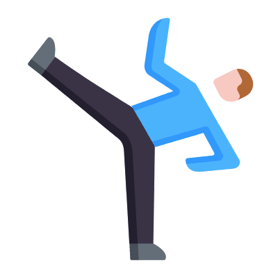 Kicking, Animated Icon, Flat