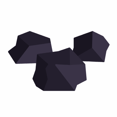 Coal, Animated Icon, Flat