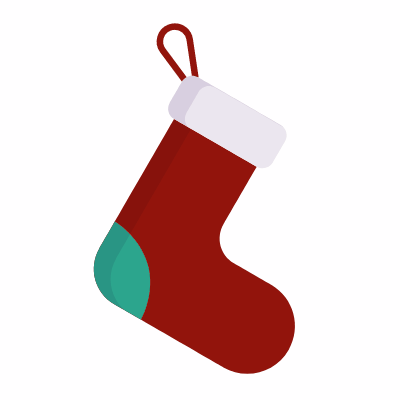 Christmas sock, Animated Icon, Flat