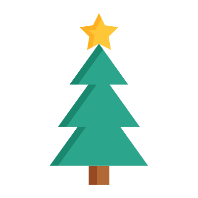 Christmas tree, Animated Icon, Flat