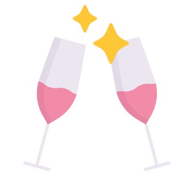 Champagne flutes, Animated Icon, Flat