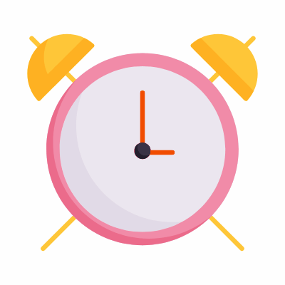 Alarm clock, Animated Icon, Flat