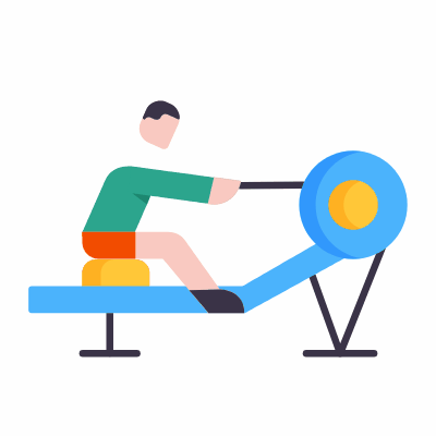 Rowing Machine, Animated Icon, Flat