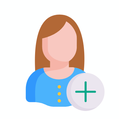 Female add avatars, Animated Icon, Flat