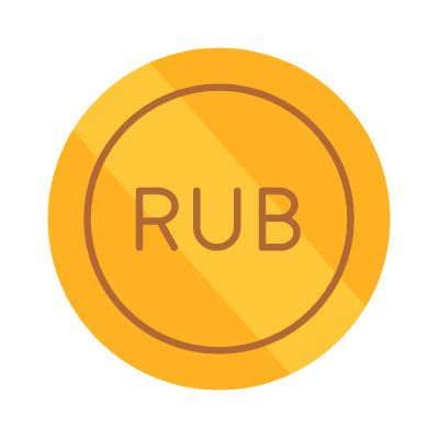 Ruble coin, Animated Icon, Flat