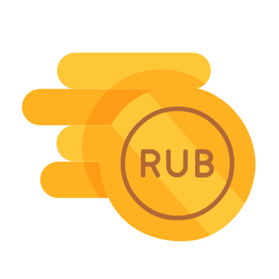 Ruble coins, Animated Icon, Flat