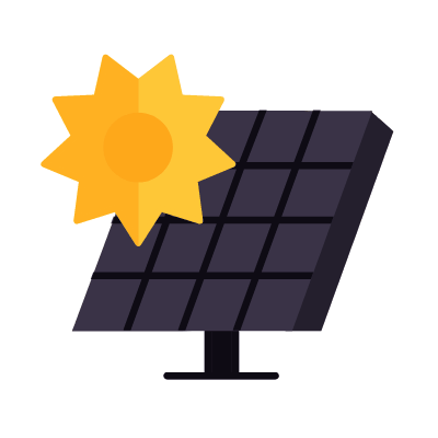 Solar panel, Animated Icon, Flat