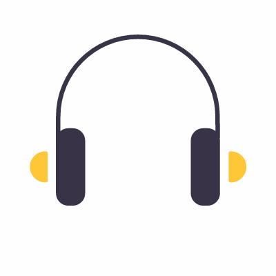 Headphones, Animated Icon, Flat