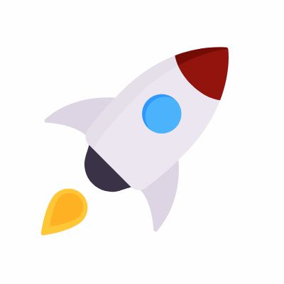 Rocket, Animated Icon, Flat