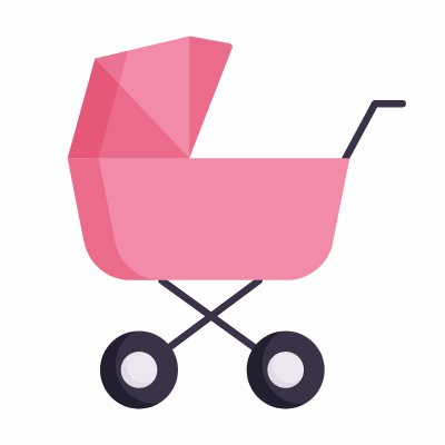 Stroller, Animated Icon, Flat