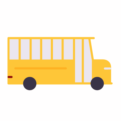 School bus, Animated Icon, Flat