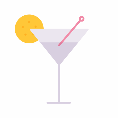 Cocktail, Animated Icon, Flat
