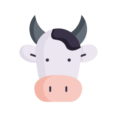 Cow, Animated Icon, Flat