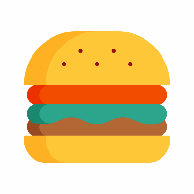 Burger, Animated Icon, Flat