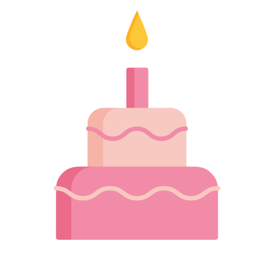 Birthday cake, Animated Icon, Flat