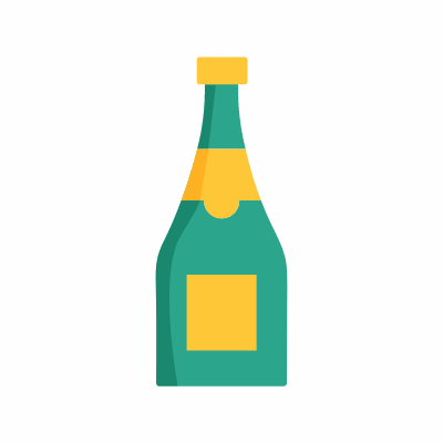 Champagne, Animated Icon, Flat
