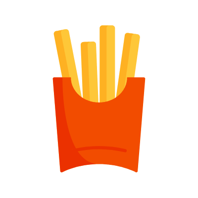 French fries, Animated Icon, Flat