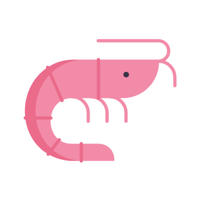 Shrimp, Animated Icon, Flat