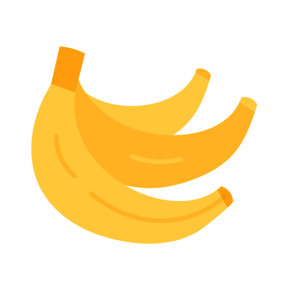 Banana, Animated Icon, Flat