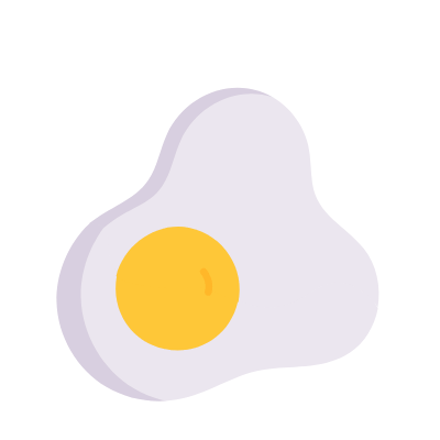 Fried egg, Animated Icon, Flat