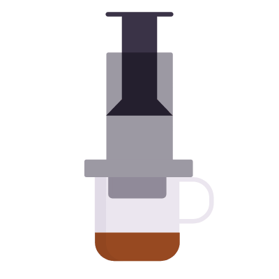 Aeropress coffee, Animated Icon, Flat