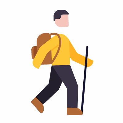 Trekking, Animated Icon, Flat