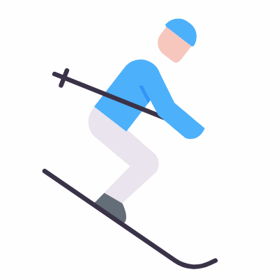 Skiing, Animated Icon, Flat
