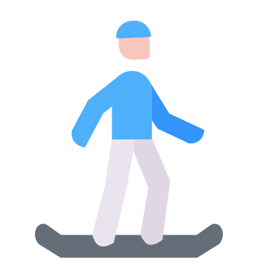 Snowboard, Animated Icon, Flat