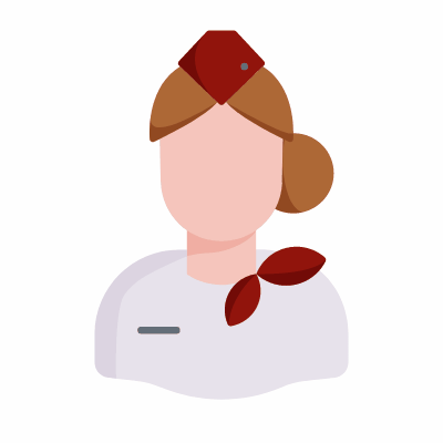 Flight attendant, Animated Icon, Flat