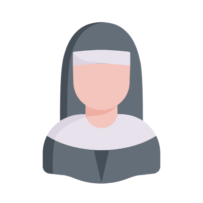 Nun, Animated Icon, Flat