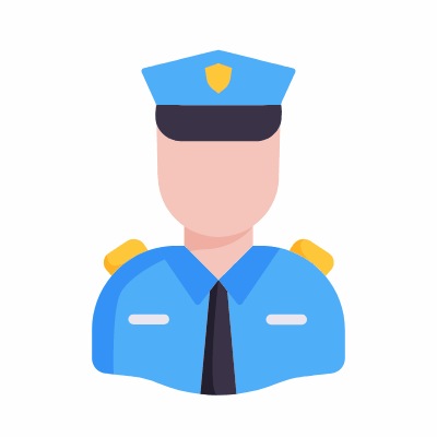 Policeman, Animated Icon, Flat