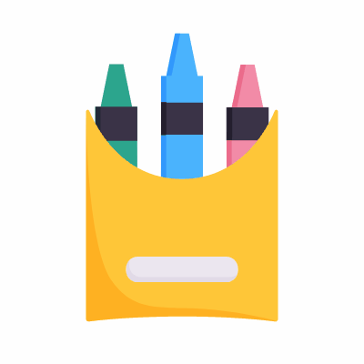 Crayons, Animated Icon, Flat
