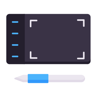 Drawing tablet, Animated Icon, Flat
