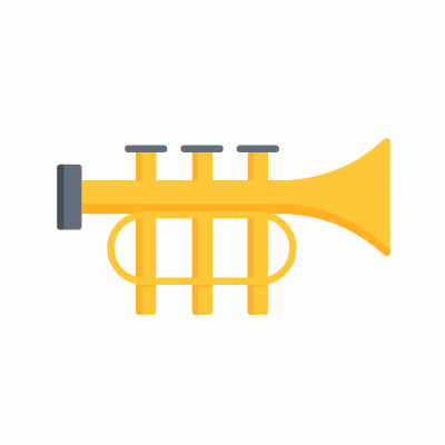 Trumpet, Animated Icon, Flat