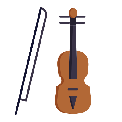 Violin, Animated Icon, Flat