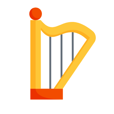 Harp, Animated Icon, Flat