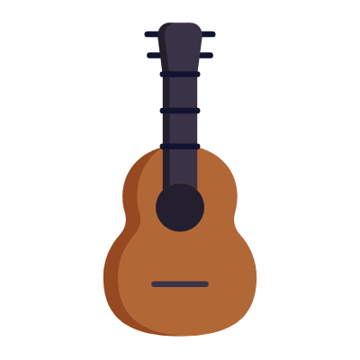 Guitar, Animated Icon, Flat