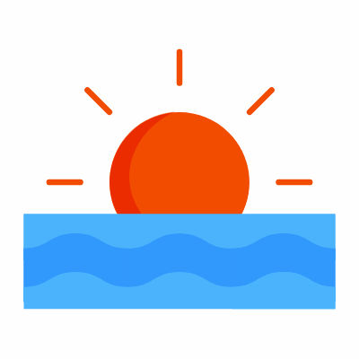 Sunset, Animated Icon, Flat