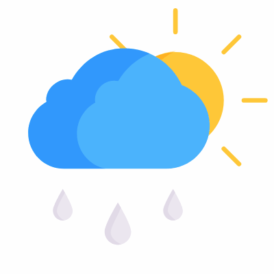 Sun & rain, Animated Icon, Flat