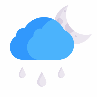 Night rain, Animated Icon, Flat
