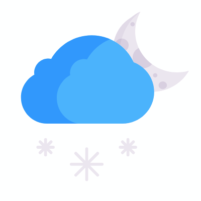Night snow, Animated Icon, Flat