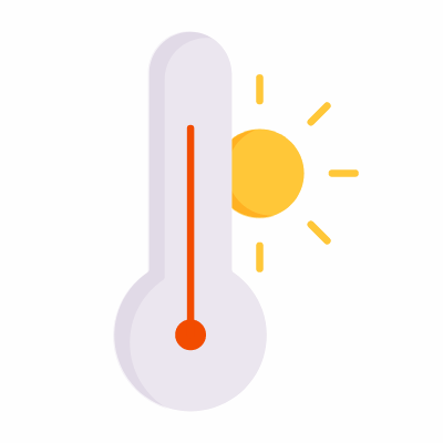 Hot temperature, Animated Icon, Flat