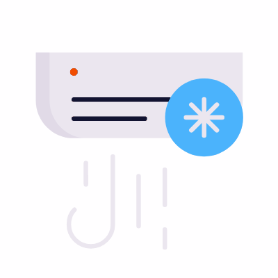 Air conditioner, Animated Icon, Flat