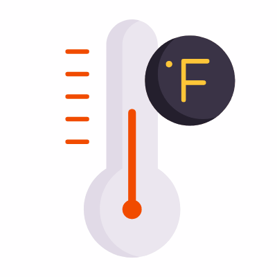 Fahrenheit temperature, Animated Icon, Flat