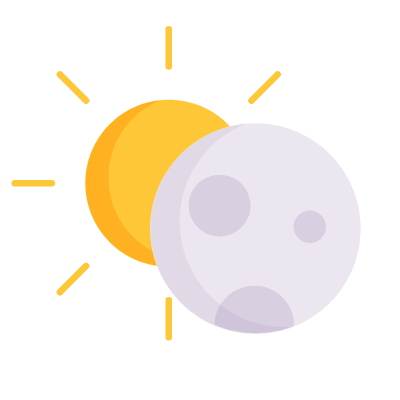 Sun eclipse, Animated Icon, Flat